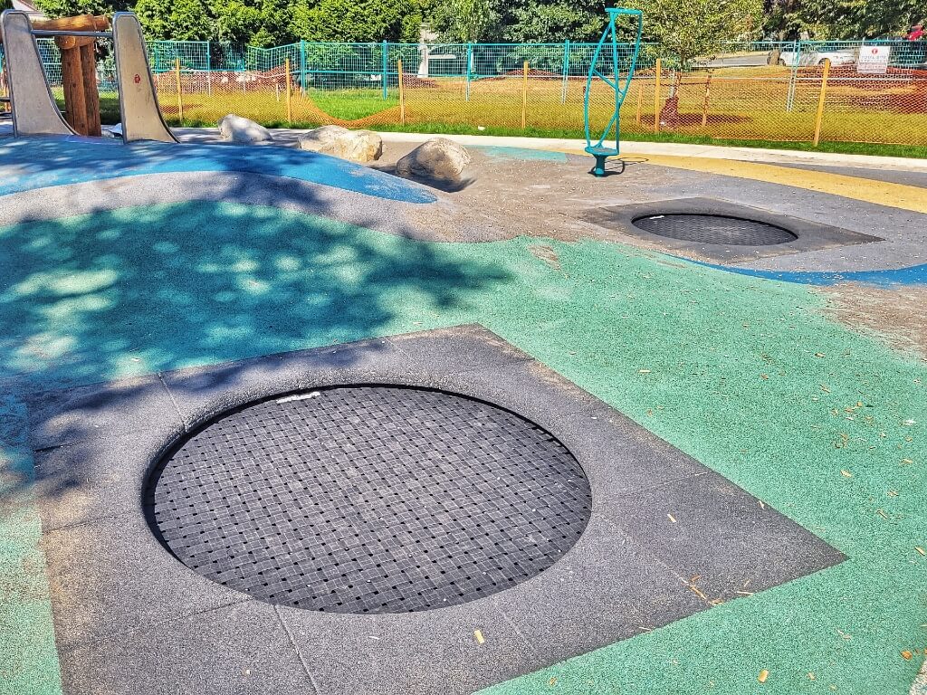 Two trampolines at Beaconsfield park playground