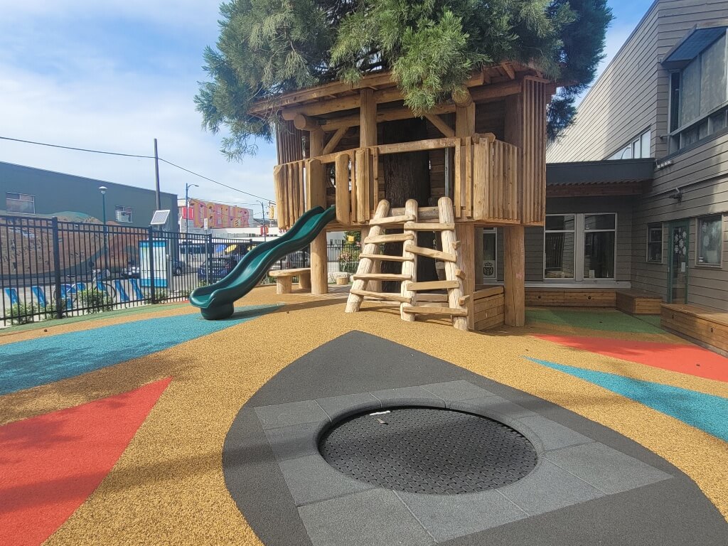 Trampoline at Ray Cam Coop playground