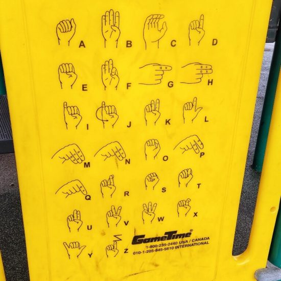 ASL play panel at Coopers' Park playground
