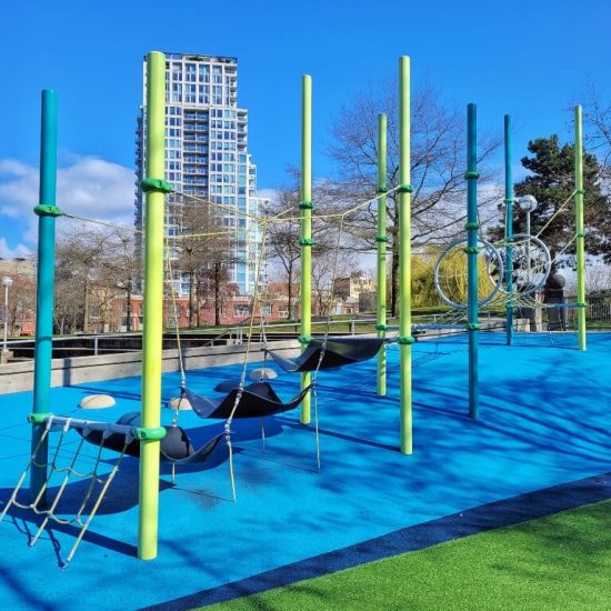 Rope bridge at Crosstown elementary playground1