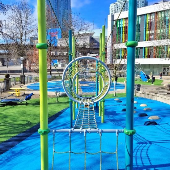 Rope bridge at Crosstown elementary playground2