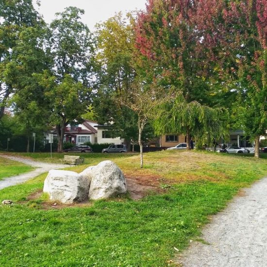 Hill and rocks at Heather Park playground