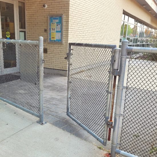 Gate at Hillcrest Riley park preschool playground