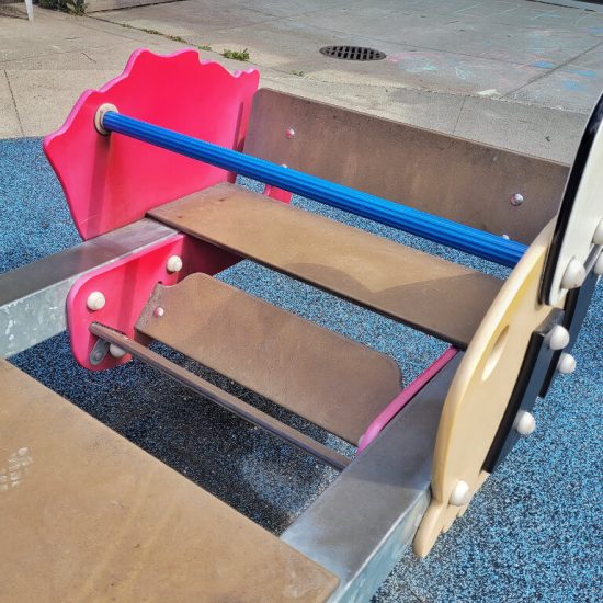 See saw seat with back at Hillcrest Riley park preschool playground