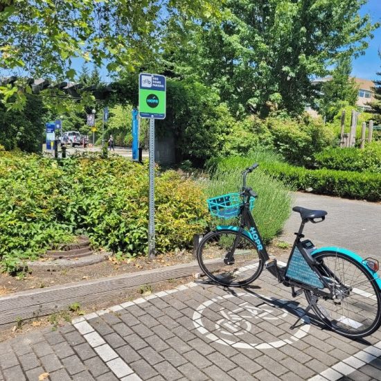 Bike share station at Jim Taylor Park