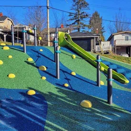 Embankment slide at Kaslo park playground