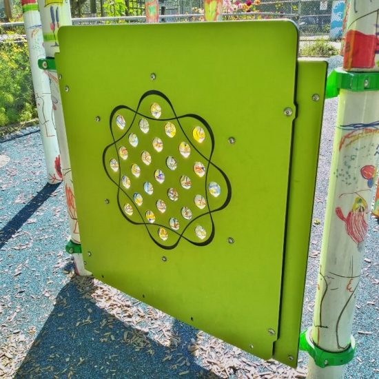 Marble play panel at Mount Pleasant Family Centre playground