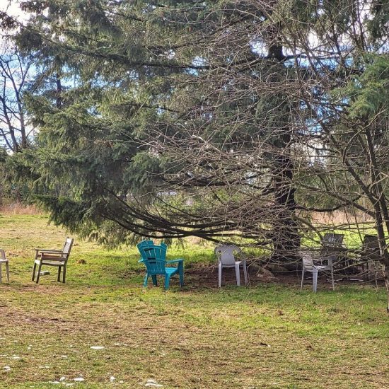 Lawn chairs at Oak Meadows park