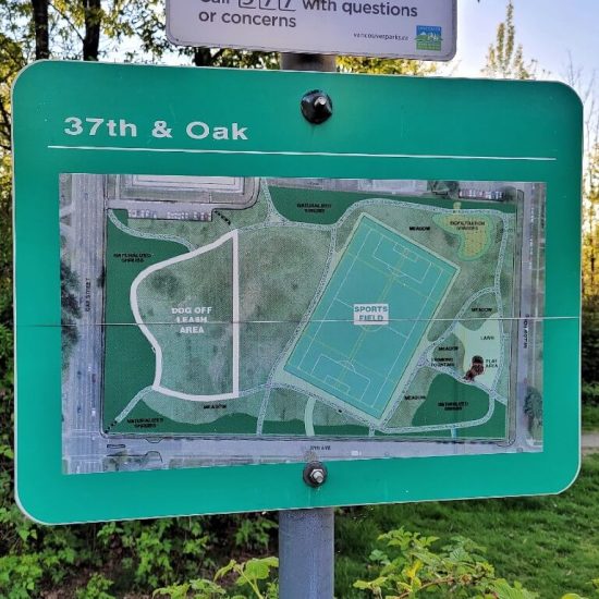 Park map at Oak Meadows park