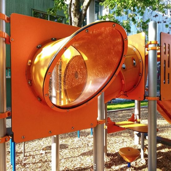 Slanted Window panel at Railspur Park playground