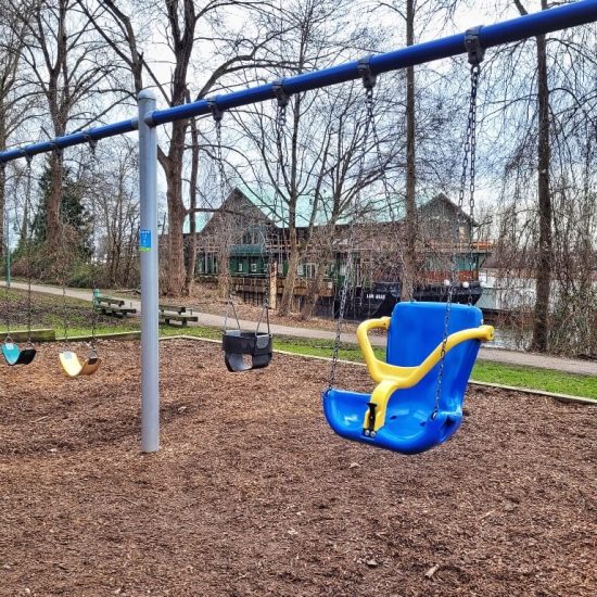 Swings at Riverfront Park West playground