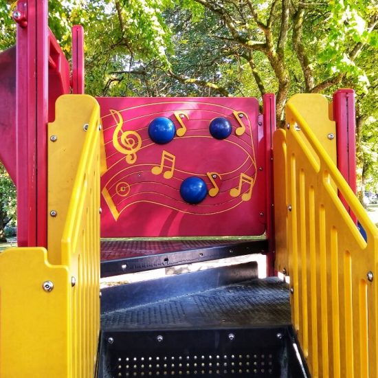 Bell panel at Swings at Sunnyside Park playground