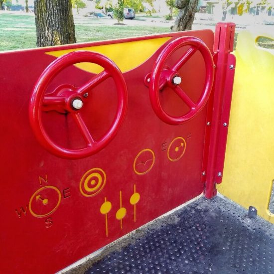 Steering wheels at Swings at Sunnyside Park playground