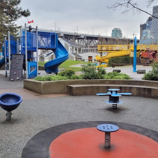 Spinners and spring ridger at Sandbox at Sutcliffe park playground
