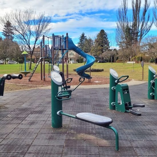 Playground and exercise equipment at Tisdall Park