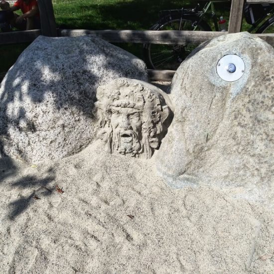 Water push faucet for sandpit at Trout Lake playground